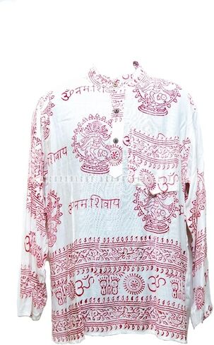 Karma Handicrafts Hippie Om Yoga Top Meditation Kurta Cotton Shirt Nepal Unisex in Saudi Arabia
