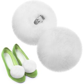Pom Poms for Shoes - 1.9in Large Fluffy Shoe Clips for Girls, Removable White Pom Poms, Costumes Accessories for Halloween Cosplay Party, 2 Pcs in Kuwait