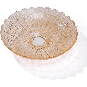 Unique Gold Flower-Shaped Crystal Glass Decorative Footed Bowl -10.6 inch Diameter, Tabletop Fruit Plates Dessert Plate Cake Plate,Candy Tray,Wedding Home Decor. in Saudi Arabia