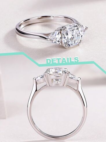 1CT 925 Silver Moissanite Engagement Rings for Women 18K Gold/White Gold/Rose Gold Plated 3-Stone Promise Rings for Her Stackable Wedding Bands Size 5-9 in Saudi Arabia