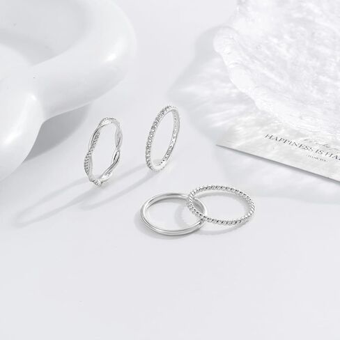 Gold Stackable Rings for Women Non Tarnish, Dainty 14K Gold Plated Stacking Thumb Rings Set Cubic Zirconia Stack Thin Ring Trendy Statement Promise Wedding Bands Rings for Women Size 5-10 in Saudi Arabia