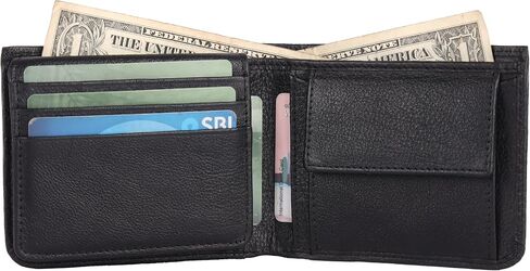 Leather Men's Wallet – Genuine Leather, Multiple Card Slots, Zipper Pocket, Slim Bifold Design, Elegant & Durable(Black) in Saudi Arabia