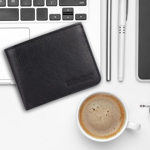 Leather Men's Wallet – Genuine Leather, Multiple Card Slots, Zipper Pocket, Slim Bifold Design, Elegant & Durable(Black) in Saudi Arabia