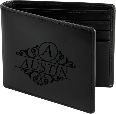 Custom Wallet for Men Personalized Engraved for Men Ideal Gift for Father (Black) in Saudi Arabia