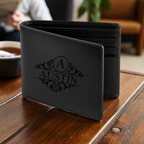 Custom Wallet for Men Personalized Engraved for Men Ideal Gift for Father (Black) in Saudi Arabia