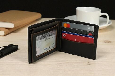 Custom Wallet for Men Personalized Engraved for Men Ideal Gift for Father (Black) in Saudi Arabia