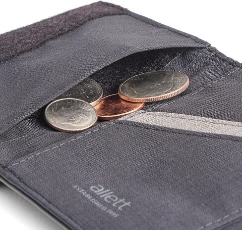 محفظة Allett ثلاثية الطي، باللون الأسود الداكن | نايلون، حجب RFID | نحيف، بسيط، مقاوم للماء، رفيع، جيب أمامي | يحمل 2-12 بطاقة، وفواتير مسطحة، والإيصالات والعملات المعدنية | للرجال والنساء in Kuwait