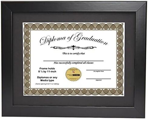 Creative Picture Frames 11" x 14" Black Diploma Frame with Black Mat to Hold 8.5 by 11 inch Graduation Documents Including Wall Hanger in Saudi Arabia
