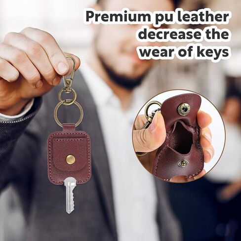 2 Pcs Keys Covers for Car Keys,Leather Key Sleeve for Broken Cars,Broken Car Key Loop Replacement,with Iron Ring for Men and Women(Black and Brown in Saudi Arabia