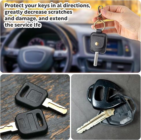 2 Pcs Keys Covers for Car Keys,Leather Key Sleeve for Broken Cars,Broken Car Key Loop Replacement,with Iron Ring for Men and Women(Black and Brown in Saudi Arabia