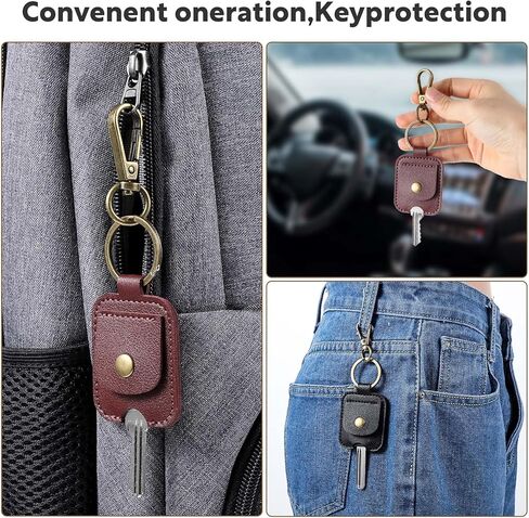 2 Pcs Keys Covers for Car Keys,Leather Key Sleeve for Broken Cars,Broken Car Key Loop Replacement,with Iron Ring for Men and Women(Black and Brown in Saudi Arabia