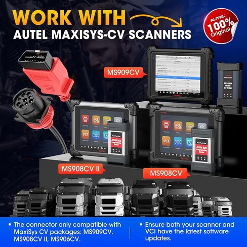 Autel Original OBD2 to J1939 Green Type 2 Adapter Cable, 16Pin Male to 9Pin J1939 Female OBD Port, Compatible with OBD II Diagnostic Scanners in Saudi Arabia