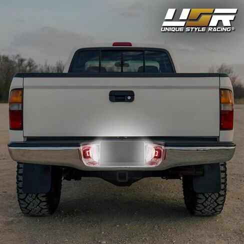 USR 95-04 مصباح لوحة ترخيص Tacoma Pickup - زوج مصابيح خلفية LED (يسار + يمين) - متوافق مع شاحنة Toyota Tacoma Pick Up 92-98 T100 1995-2004 جميع الموديلات (LED WHITE 6000K/ RED U SHAPE UPGRADE) in Saudi Arabia