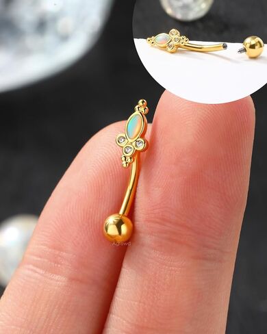 Vintage Green Blossom Rook Earring, 16G Gold Rook Eyebrow Jewelry, Stainless Steel Rook Eyebrow Piercing Jewelry in Saudi Arabia