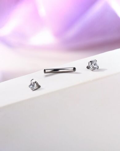 Jewseen 4Pcs Titanium Rook Earrings Internally Threaded Eyebrow Earring Eyebrow Piercing Jewelry 16G Curved Barbell Clear CZ Cartilage Lip Tragus Bridge Helix Conch Daith Snug Earring for Women Men in Saudi Arabia
