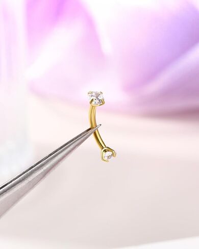 Jewseen 4Pcs Titanium Rook Earrings Internally Threaded Eyebrow Earring Eyebrow Piercing Jewelry 16G Curved Barbell Clear CZ Cartilage Lip Tragus Bridge Helix Conch Daith Snug Earring for Women Men in Saudi Arabia