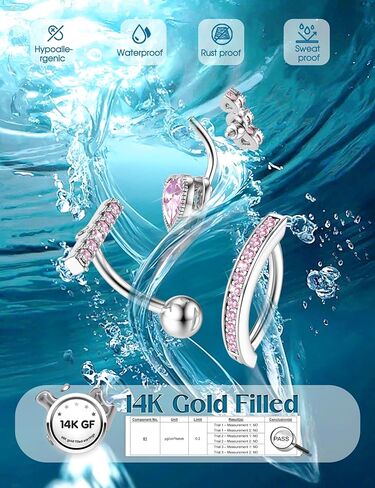 ORAZIO 9PCS Hypoallergenic Belly Button Ring Surgical Steel CZ Opal Clicker Floating Navel Piercing Jewelry Flat Back Internally Threaded Small Bar Piercings for Women 14G Gold/Silver in Saudi Arabia