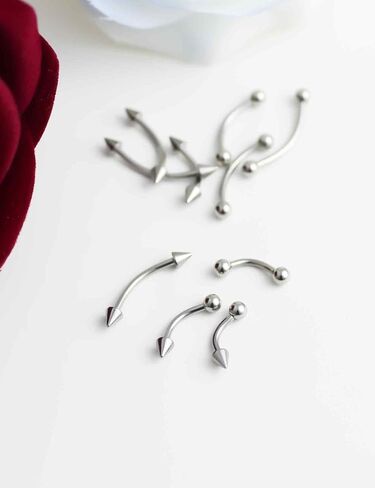 Gidemen 10 قطع مجوهرات ثقب الحاجب الجراحية الصلب العمودي Labret الشفاه مجوهرات منحني الحديد حلقات الحاجب الصغيرة الأذن الغراب السرة حلقة زر البطن الصغيرة للنساء الرجال 16 جرام 6 مم 8 مم 10 مم 12 مم 14 مم in Saudi Arabia