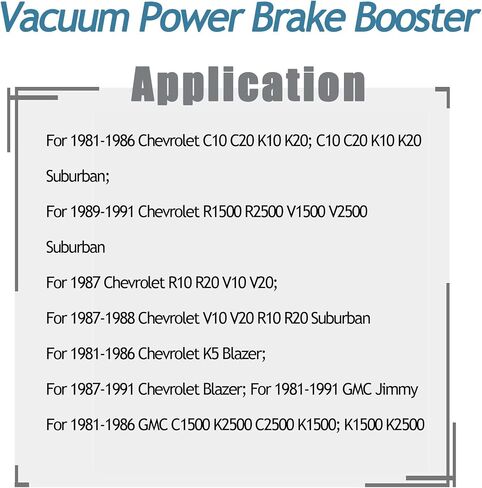 Vacuum Power Brake Booster 54-71069 compatible with Chevrolet C10 C20 K10 K20 Suburban For GMC C1500 K2500 C2500 K1500 Suburban 1981-1986 in Saudi Arabia