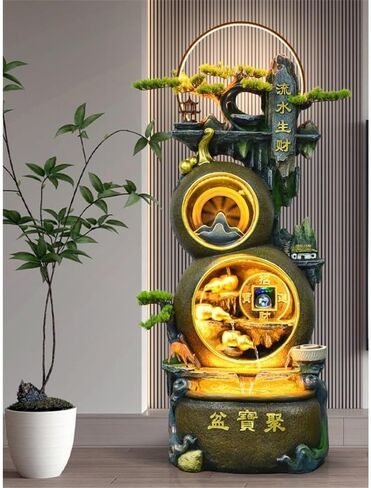 Standing Waterfall Living Room Water Ornaments Circulating Water Entrance Office Fountain Landscaping Decorations Floor Fountain in Saudi Arabia