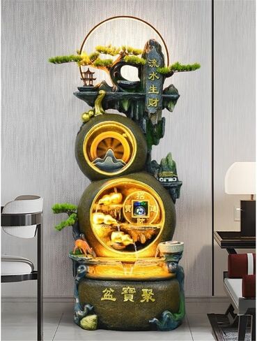 Standing Waterfall Living Room Water Ornaments Circulating Water Entrance Office Fountain Landscaping Decorations Floor Fountain in Saudi Arabia