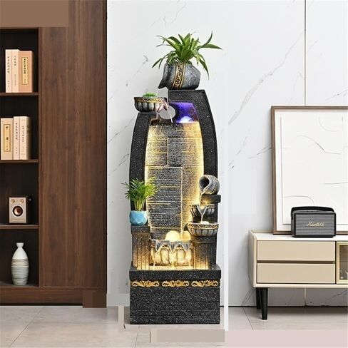 Standing Waterfall Outdoor Fountain with LED Lights and Water Pump Floor Standing Fountain for Porch, Deck, Garden, Backyard Floor Fountain in Saudi Arabia