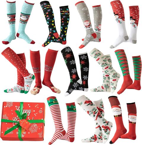 Gilbins Women Holiday Christmas Valentines Day Irish Patricks Halloween Knee High Gifts Socks 12-Pair in Saudi Arabia