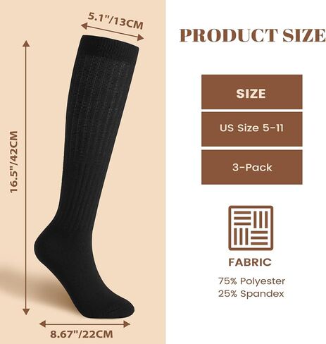 3 Pairs Slouch Socks Women, Long Winter Thigh High Boot Scrunch Socks, Warm Soft Slouchy Sock for Women Size 5-11 in Kuwait