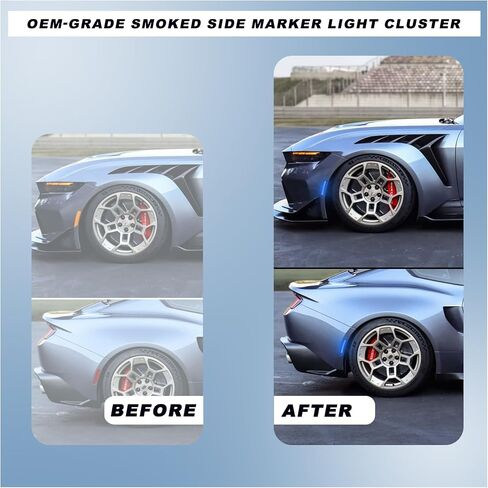 طقم إضاءة للعلامة الجانبية LED للدخان لسيارة فورد موستانج 2024-2025 (EcoBoost/GT/Dark Horse) - إشارات الانعطاف المتسلسلة الديناميكية | وردي/أرجواني أمامي وخلفي | التوصيل والتشغيل 4 قطع Direct Fit (نمط وردي) in Kuwait