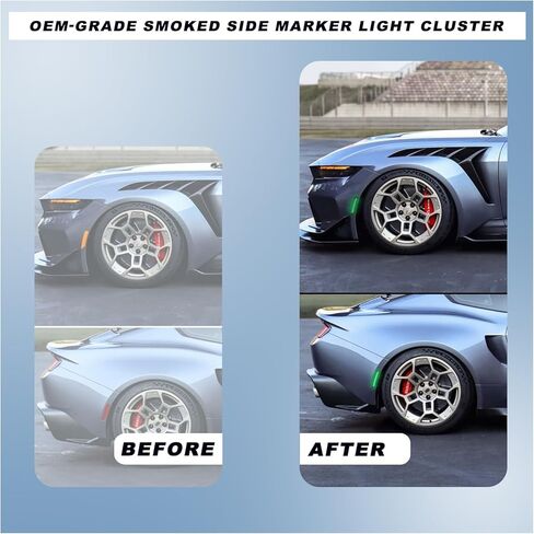 طقم إضاءة للعلامة الجانبية LED للدخان لسيارة فورد موستانج 2024-2025 (EcoBoost/GT/Dark Horse) - إشارات الانعطاف المتسلسلة الديناميكية | وردي/أرجواني أمامي وخلفي | التوصيل والتشغيل 4 قطع Direct Fit (نمط وردي) in Kuwait