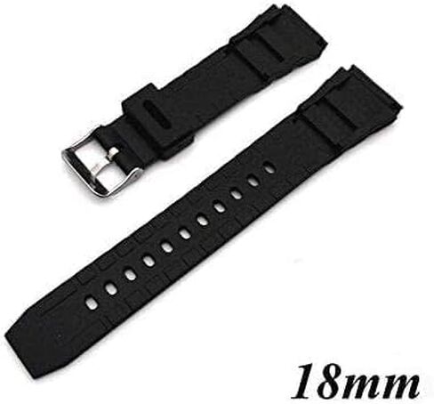 Black 18mm Silicone Replacement Watch Strap, Waterproof Wrist Watch Band with Buckle Practical Design Watch Bands Smartwatches Quick Release Leather Strap, Women's Watch Bands in Saudi Arabia
