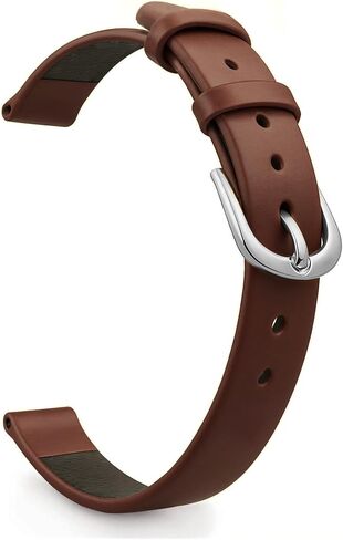 Italian Full-Grain Leather Watch Straps for Women - 6mm/8mm Adjustable Bands with Stainless Steel Buckle (Black/Brown/White/Red) in Kuwait