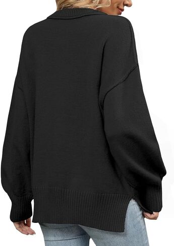 سترة Lylinan المريحة كبيرة الحجم للنساء بلوفر محبوك بفتحة جانبية وفتحة رقبة مستديرة لملابس الخريف والشتاء XS-XXL in Kuwait