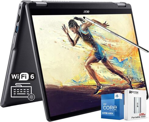 جهاز كمبيوتر محمول acer Chromebook Spin 714 مقاس 14 بوصة FHD+ 2 في 1، الجيل الثالث عشر Intel Evo 10-Core i5-1335U، ذاكرة وصول عشوائي LPDDR4X سعة 8 جيجابايت، محرك أقراص Pcle 4.0 SSD بسعة 256 جيجابايت، لوحة مفاتيح بإضاءة خلفية، Wifi6، نظام تشغيل Chrome، مع  in Saudi Arabia