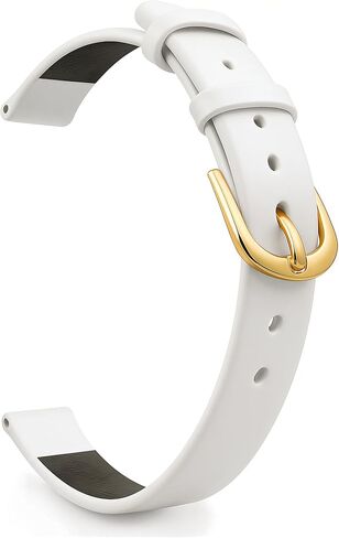 Italian Full-Grain Leather Watch Straps for Women - 6mm/8mm Adjustable Bands with Stainless Steel Buckle (Black/Brown/White/Red) in Kuwait