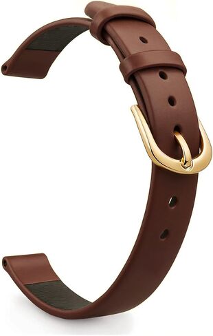 Italian Full-Grain Leather Watch Straps for Women - 6mm/8mm Adjustable Bands with Stainless Steel Buckle (Black/Brown/White/Red) in Kuwait