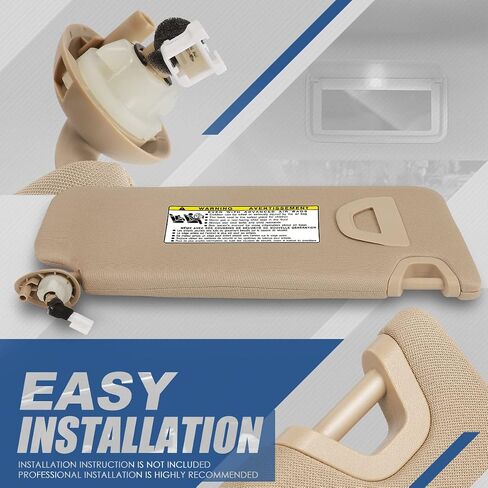 Auto Dynasty Factory Style Sun Visor Sunshade with Mirror and Vanity Light Compatible with Honda Accord 08-12, Driver Left Side, Tan in Saudi Arabia