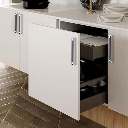 Exterior Furniture Handles Suitable for Kitchen Cabinets, Wardrobes, Drawers, and Sliding Doors(1 Silver 106 * 13 * 23mm) in Saudi Arabia