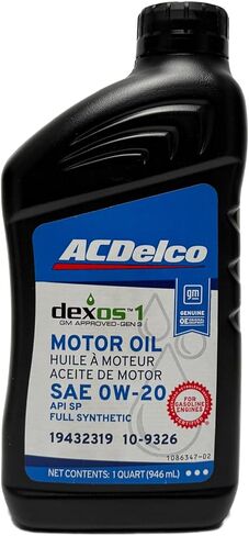 ACDelco GM Original Equipment 10-9326 (19432319) dexos™1 GEN 3 Full Synthetic 0W-20 Motor Oil - 1 qt (Case of 12) in Saudi Arabia