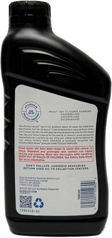 ACDelco GM Original Equipment 10-9326 (19432319) dexos™1 GEN 3 Full Synthetic 0W-20 Motor Oil - 1 qt (Case of 12) in Saudi Arabia