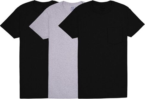 Fruit of the Loom Men's Pocket Tee Undershirts, Moisture Wicking & Tag Free, Short Sleeve Pocket T-Shirts in Saudi Arabia