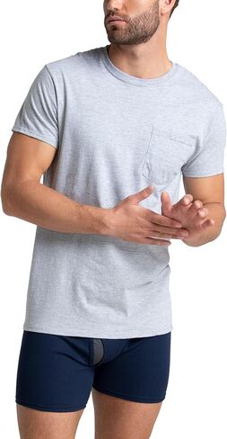 Fruit of the Loom Men's Pocket Tee Undershirts, Moisture Wicking & Tag Free, Short Sleeve Pocket T-Shirts in Saudi Arabia