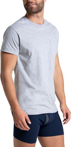 Fruit of the Loom Men's Pocket Tee Undershirts, Moisture Wicking & Tag Free, Short Sleeve Pocket T-Shirts in Saudi Arabia
