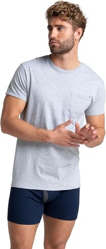 Fruit of the Loom Men's Pocket Tee Undershirts, Moisture Wicking & Tag Free, Short Sleeve Pocket T-Shirts in Saudi Arabia