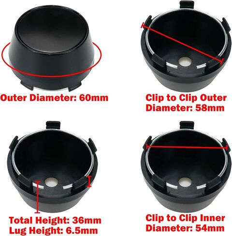 Modengzhe 60mm Wheel Center Caps Rim Hub Center Covers Replacement 36mm Height with 50mm Lug to Lug Dia (Chrome Base & Silver Sticker) - 4Pcs in Saudi Arabia