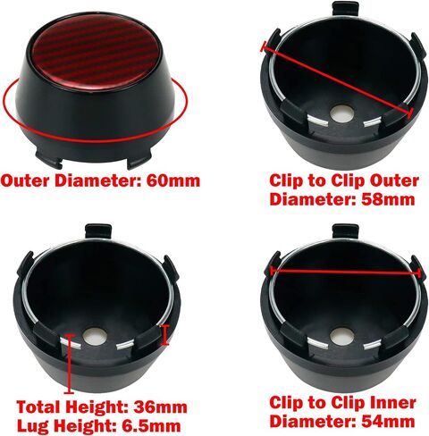 Modengzhe 60mm Wheel Center Caps Rim Hub Center Covers Replacement 36mm Height with 50mm Lug to Lug Dia (Chrome Base & Silver Sticker) - 4Pcs in Saudi Arabia