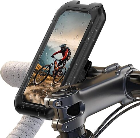 Motorcycle Phone Mount with Water Proof Design,Full Wrap Bike Phone Holder Mount with Sensitivity Touch & 360° Adjustable Ball Joint,Fall Resistant Cell Phones Holder for Bike in Saudi Arabia