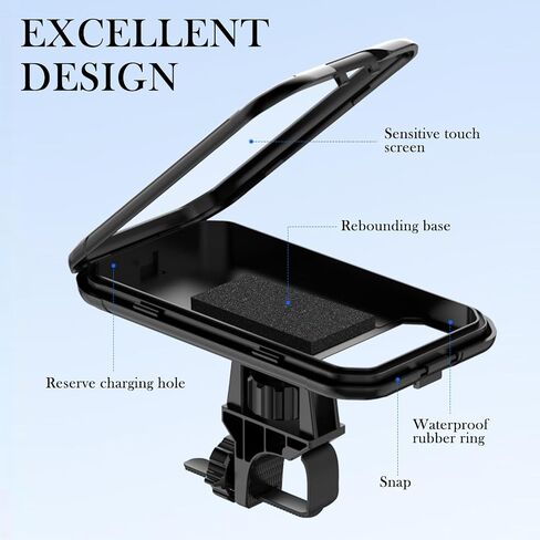 Motorcycle Phone Mount with Water Proof Design,Full Wrap Bike Phone Holder Mount with Sensitivity Touch & 360° Adjustable Ball Joint,Fall Resistant Cell Phones Holder for Bike in Saudi Arabia