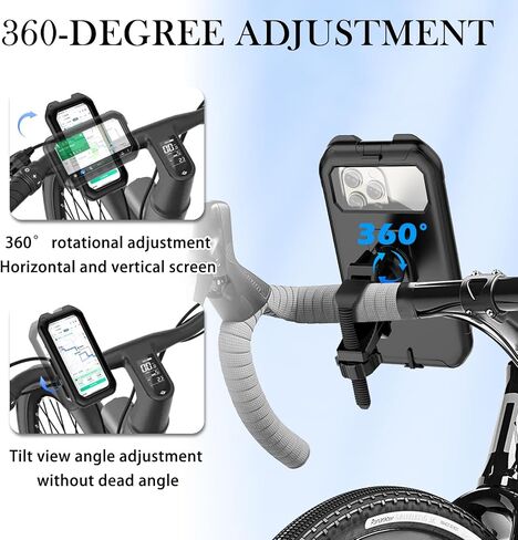 Motorcycle Phone Mount with Water Proof Design,Full Wrap Bike Phone Holder Mount with Sensitivity Touch & 360° Adjustable Ball Joint,Fall Resistant Cell Phones Holder for Bike in Saudi Arabia