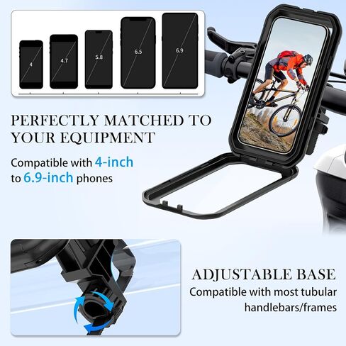 Motorcycle Phone Mount with Water Proof Design,Full Wrap Bike Phone Holder Mount with Sensitivity Touch & 360° Adjustable Ball Joint,Fall Resistant Cell Phones Holder for Bike in Saudi Arabia